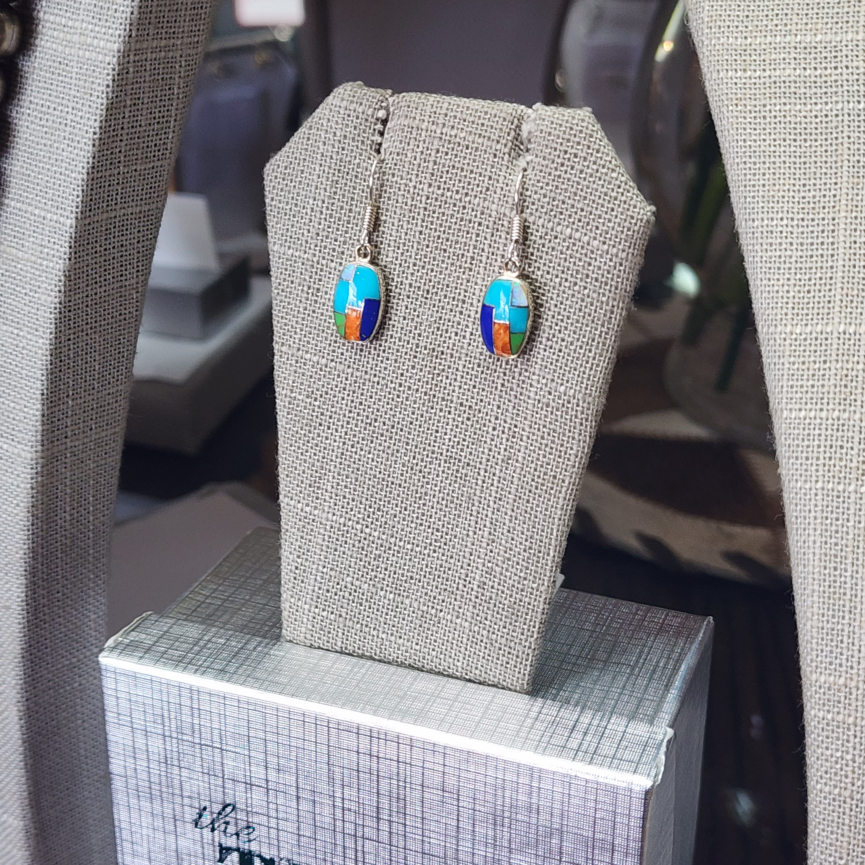 Sterling Silver Multi Color Soft Square Earrings