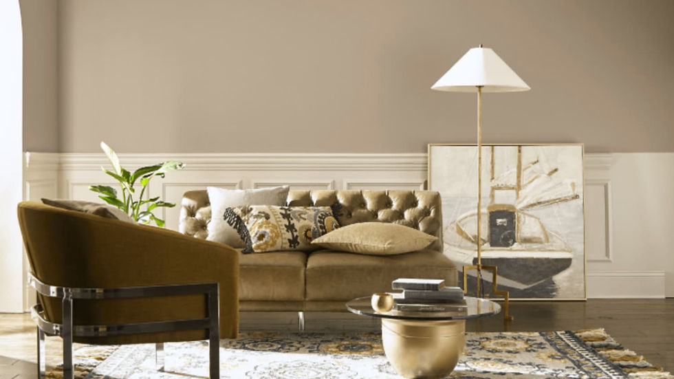 Warm neutral painted living room.