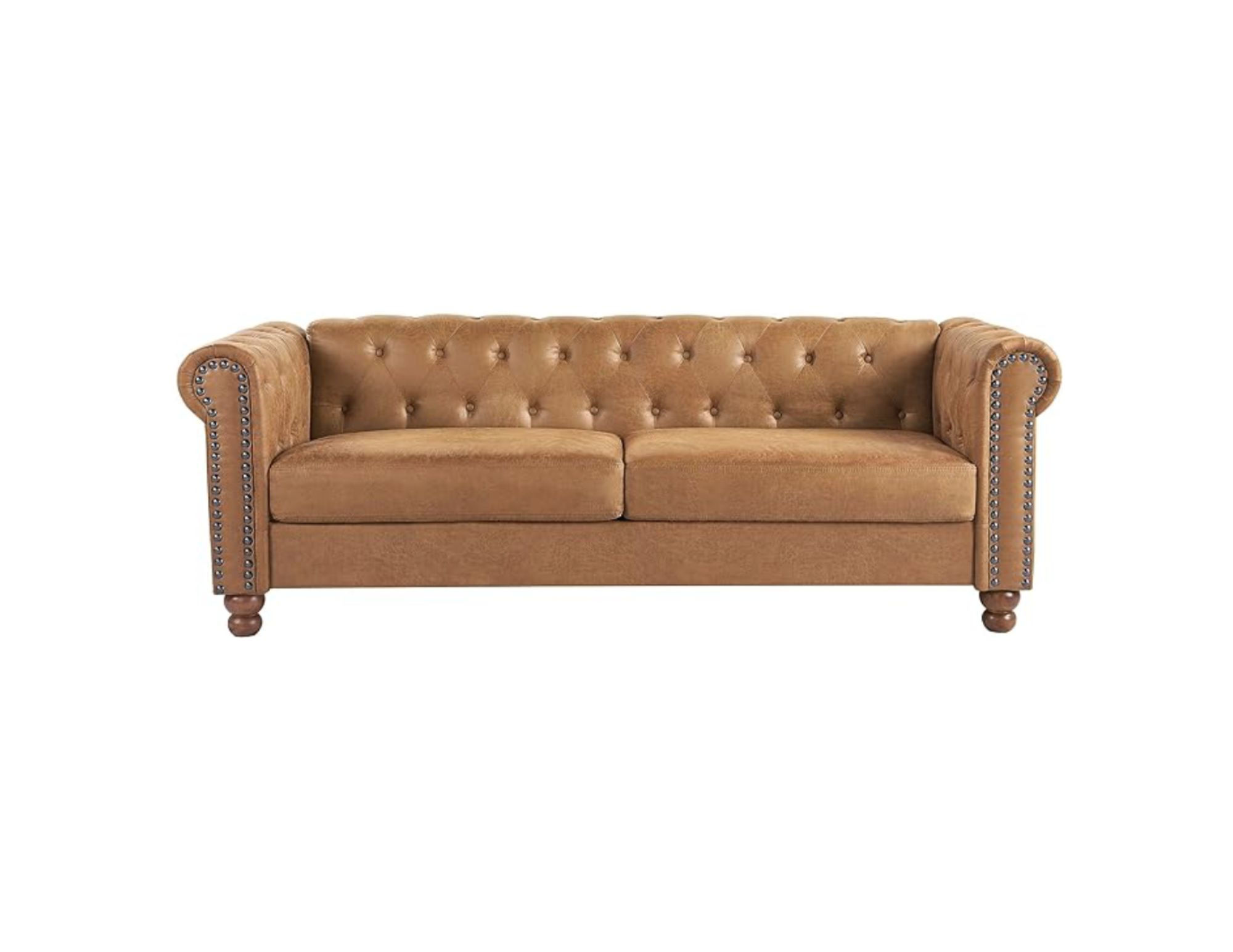Chesterfield Sofa - Light Brown [QTY: 2, 26.62"D x 79.53"W x 31.93"H] F-JJ-1