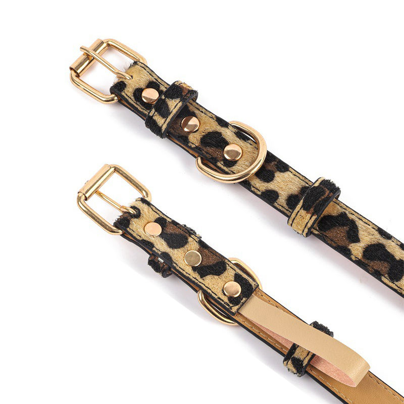 Thumbnail: Adjustable metal buckle PU fabric dog/cat collar with snake/leopard pattern Suit
