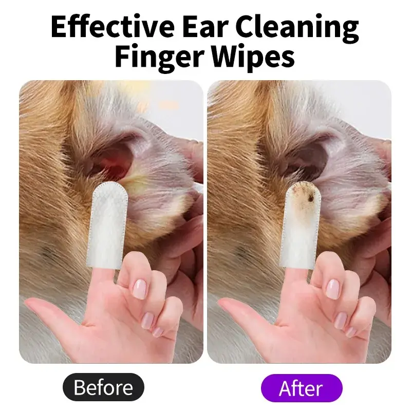 Thumbnail: 50 PCS Pet Cleaning Products  Ear Cleaning Wipes  Ear Care Fingertips  Ear Mite 
