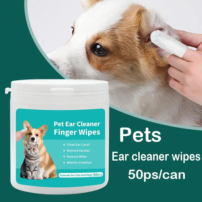 50 PCS Pet Cleaning Products  Ear Cleaning Wipes  Ear Care Fingertips  Ear Mite 