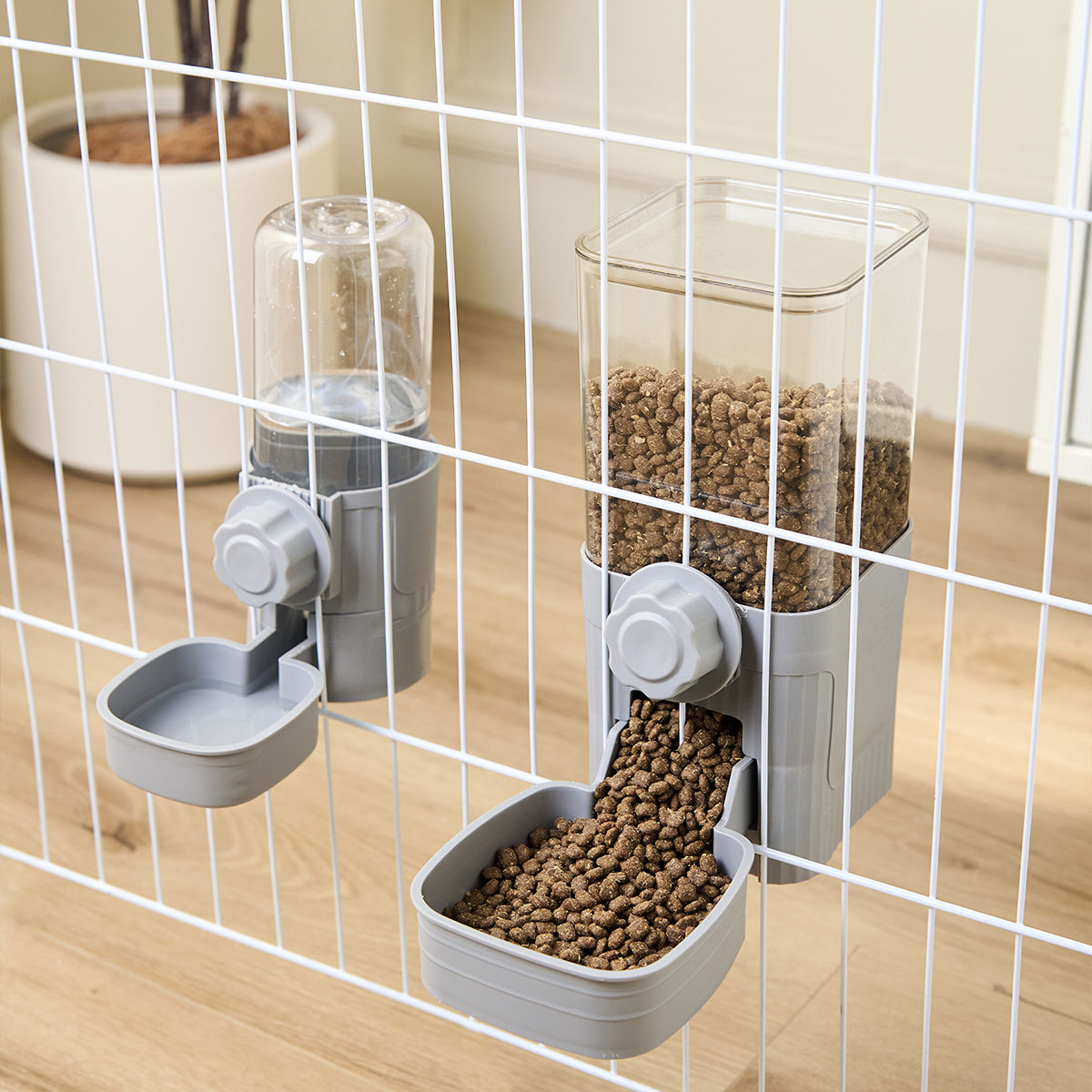 Automatic Pet Feeder Waterer Dog Cat Hanging Cage Bowl,Suitable for Small Pupp