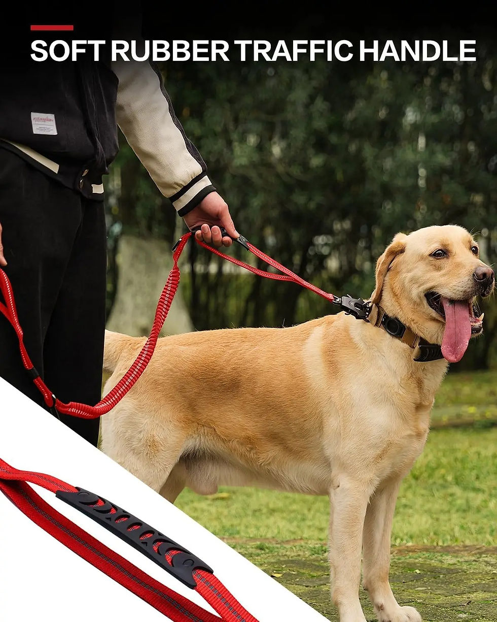Thumbnail: Tactical Dog Leash Heavy Duty, 4-6FT Shock Absorbing Bungee Lead with 2 Padded H