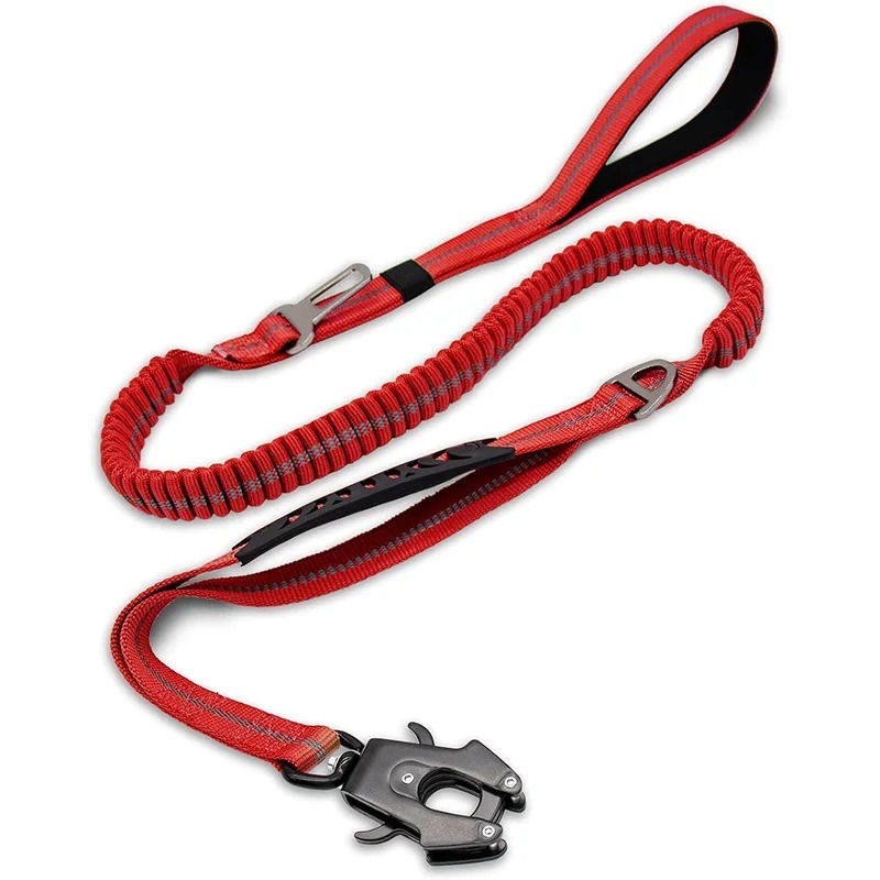 Thumbnail: Tactical Dog Leash Heavy Duty, 4-6FT Shock Absorbing Bungee Lead with 2 Padded H