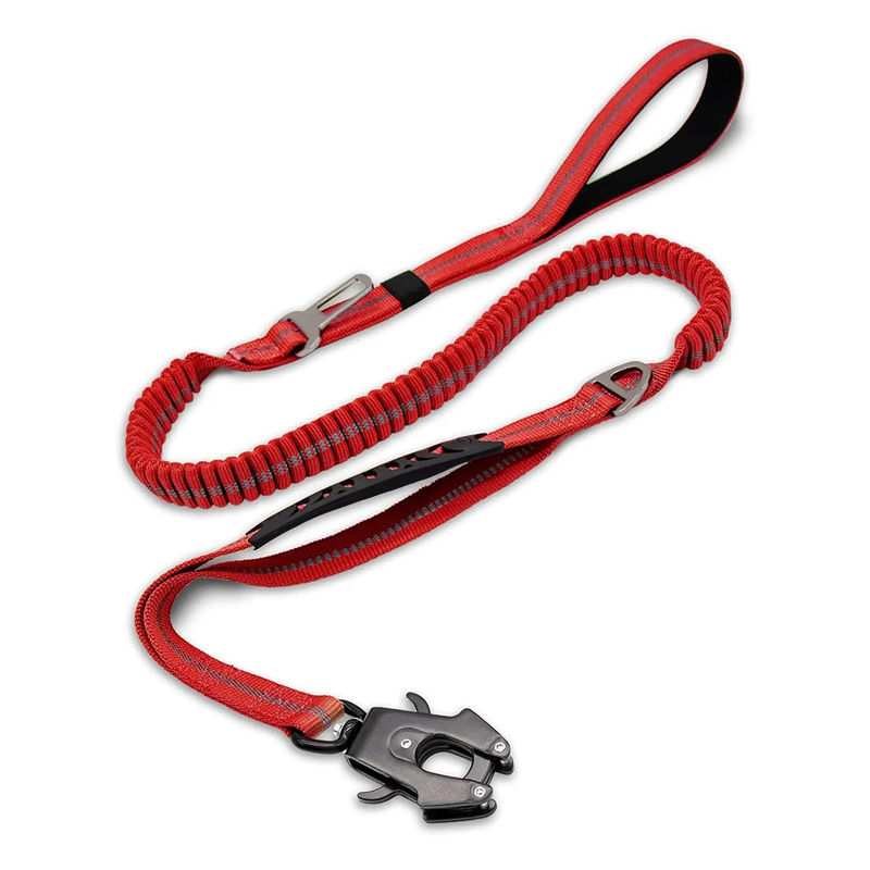 Tactical Dog Leash Heavy Duty, 4-6FT Shock Absorbing Bungee Lead with 2 Padded H