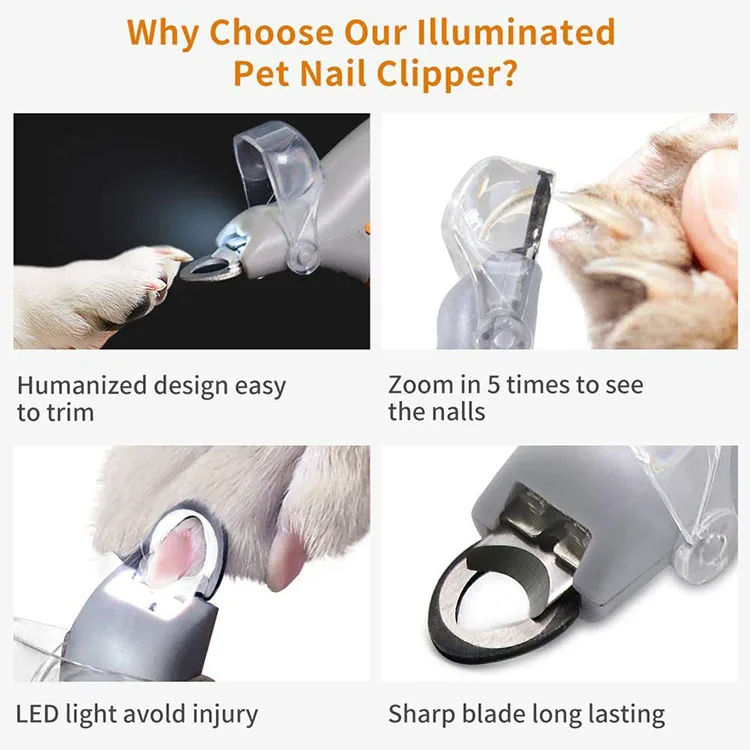 Thumbnail: Professional Pet Nail Clipper Scissors With LED Light Cat Dog Nail Clippers Tool