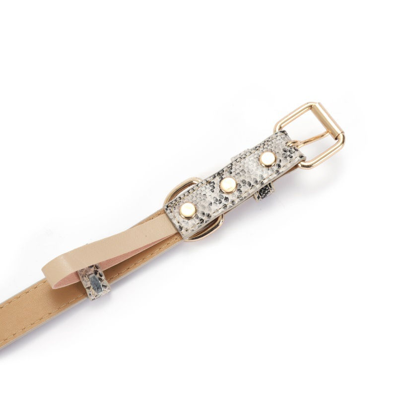 Thumbnail: Adjustable metal buckle PU fabric dog/cat collar with snake/leopard pattern Suit