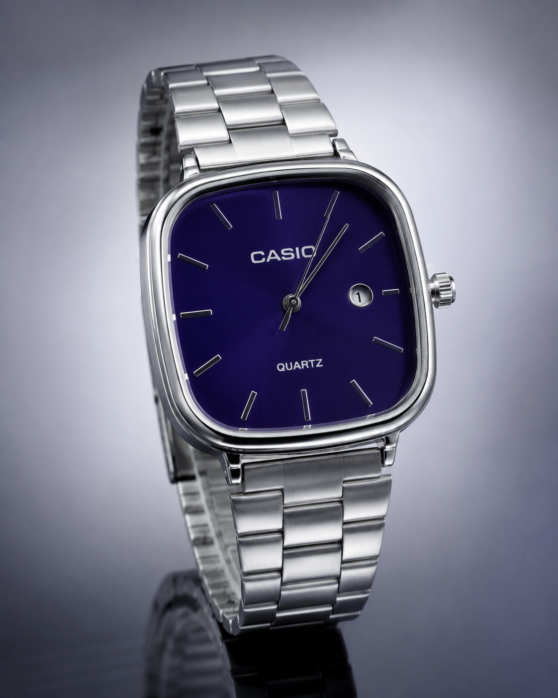 Relógio Casio Unissex Prateado com Mostrador Azul