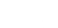 Nitaure Glamping logo, baltas svītras uz melna fona.