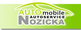 Logo von Automobile Autoservice Nozicka, Grünes rechteckiges Logo mit Schriftzug Automobile Autoservice Nozicka darüber ist in grün der Umriss eines Autos