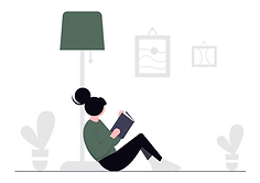 A girl reading a book to calm her mind before bed.