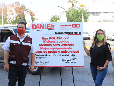 DANIEL TORRES SE COMPROMETE A MEJORAR 
LA CALIDAD DE VIDA DE LOS POLICÍAS DE GUADALUPE