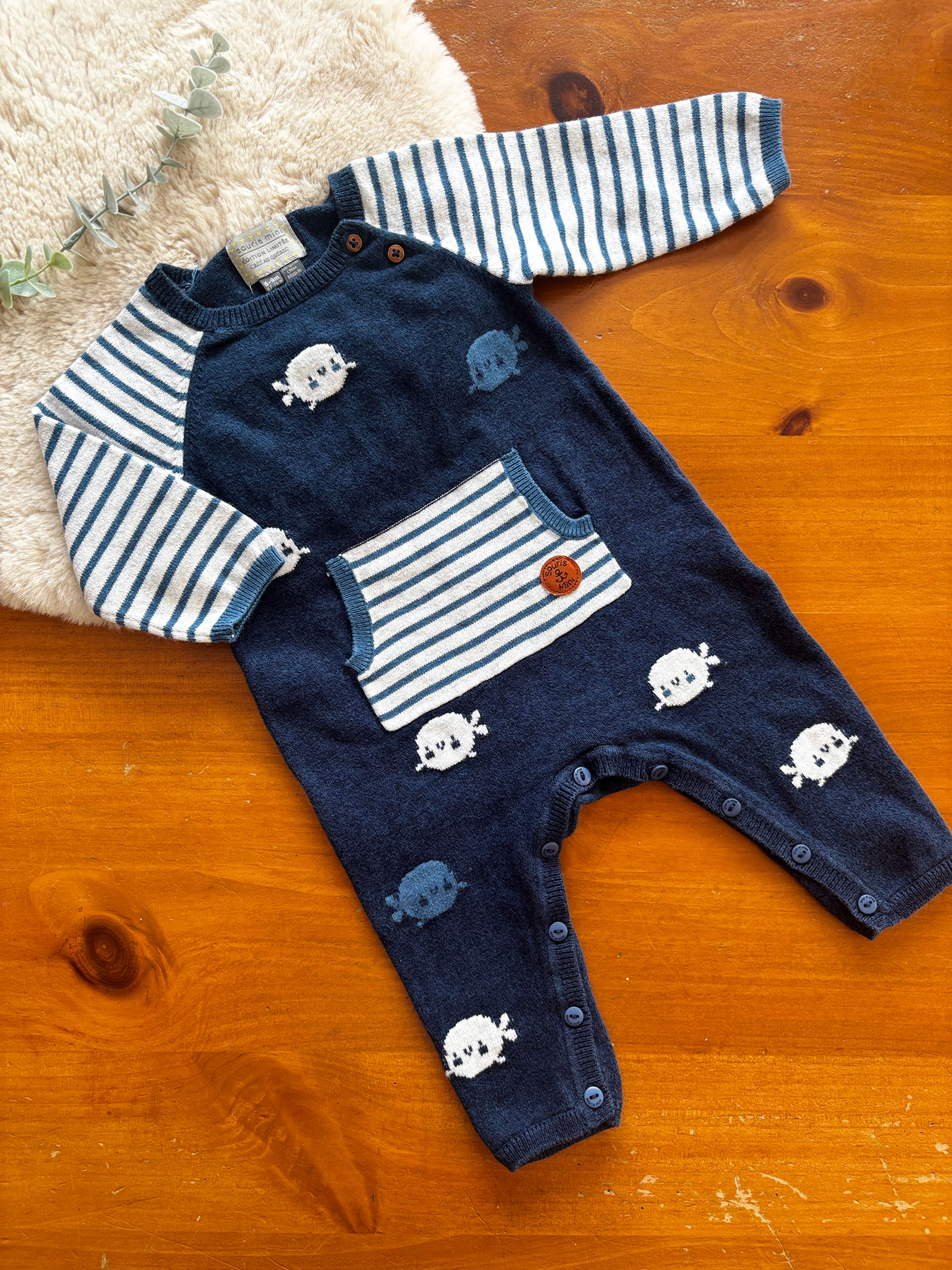 Onepiece en maille fine Souris Mini 6-9 mois