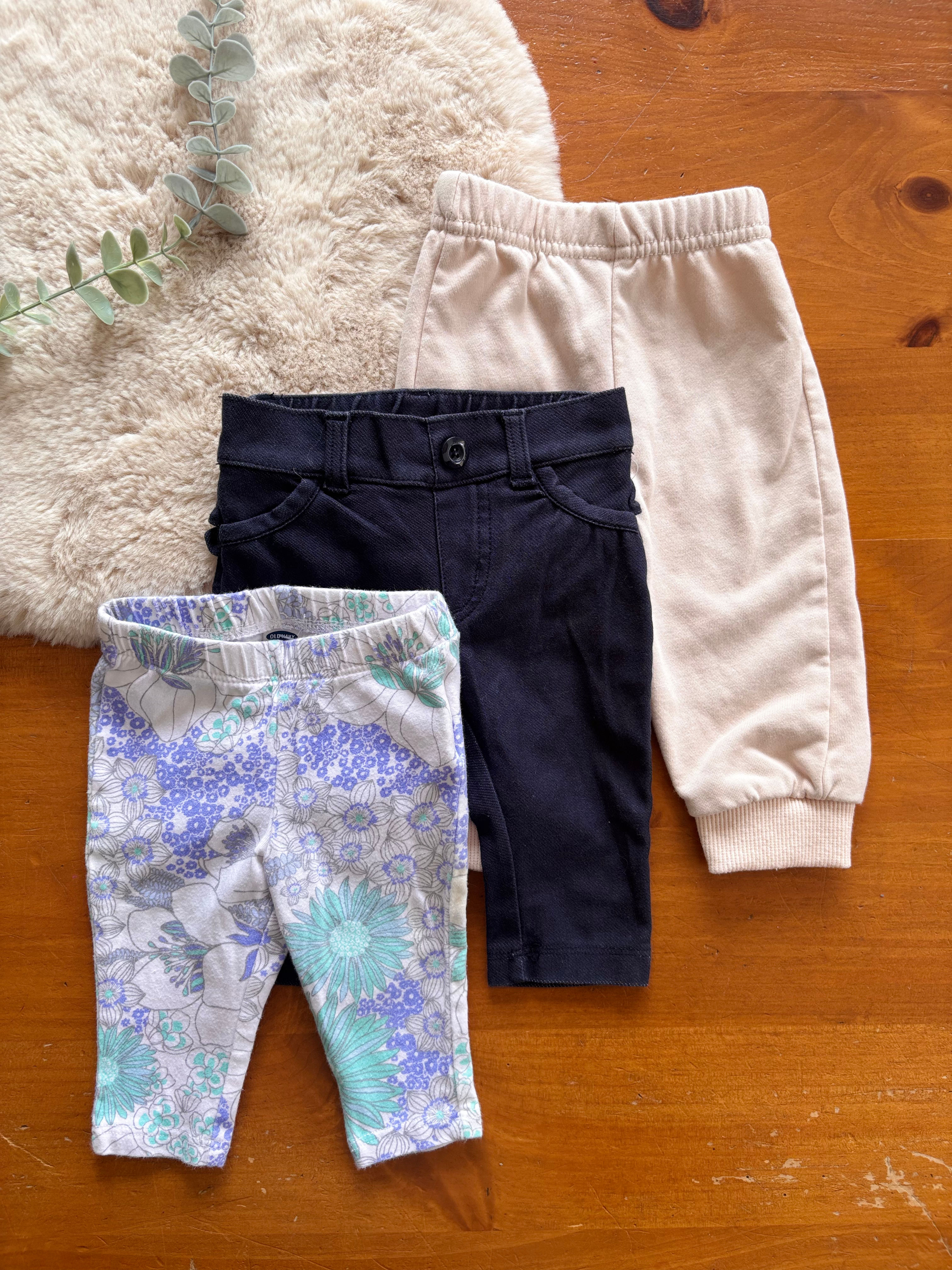 Trio de pantalons 0-3 mois (Old Navy/Gymboree)