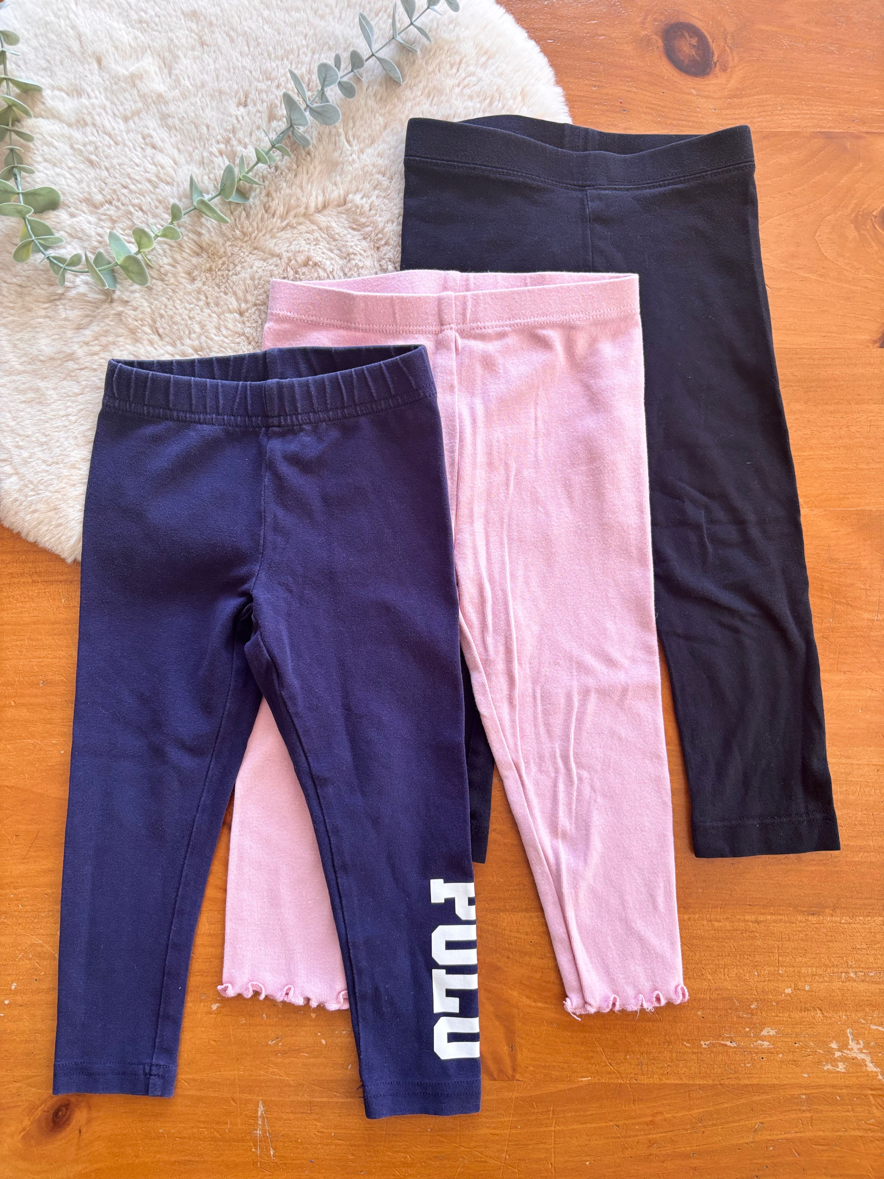 Trio de leggings 2 ans (Ralph Lauren/Old Navy/Pekkle)