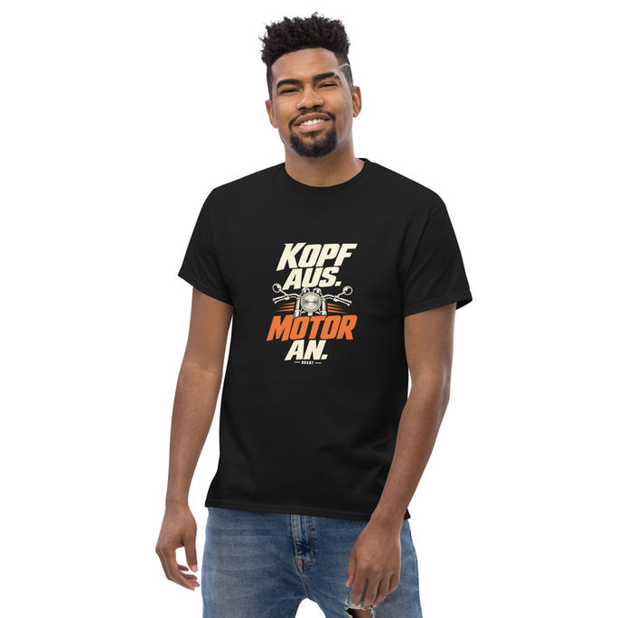 BOX87 Kopf aus - Motor an Motorrad T-Shirt für Motorradfahrer