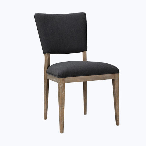 A wooden chair with a dark upholstered seat and backrest, chair dry cleaning