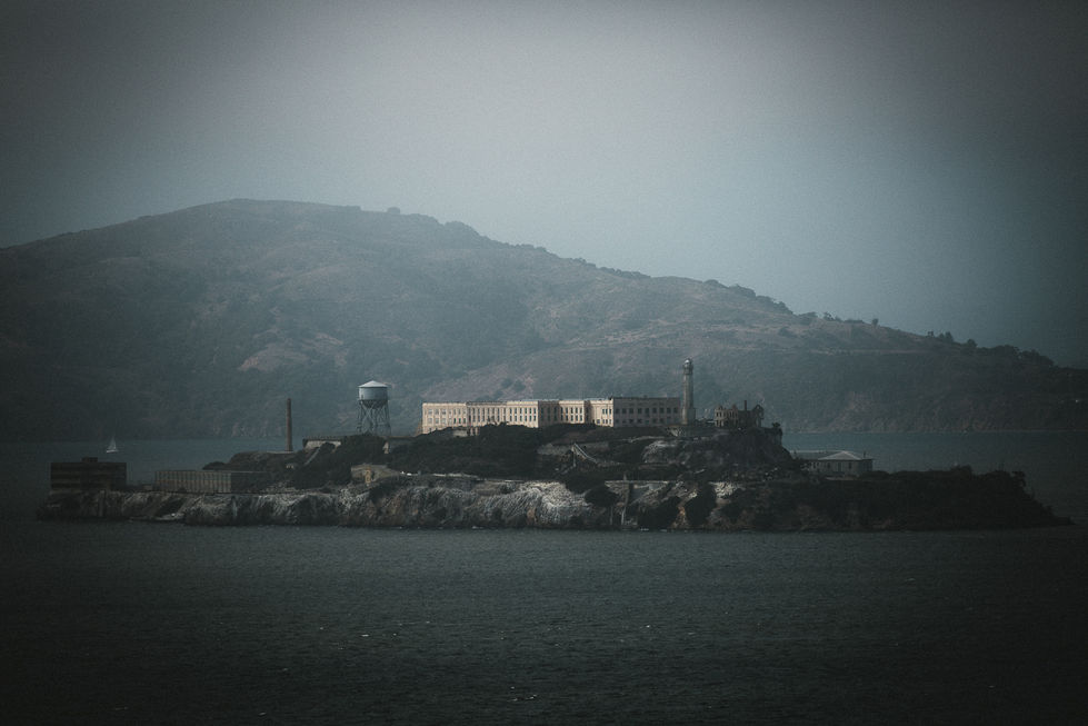 Alcatraz Island in the fog in SF