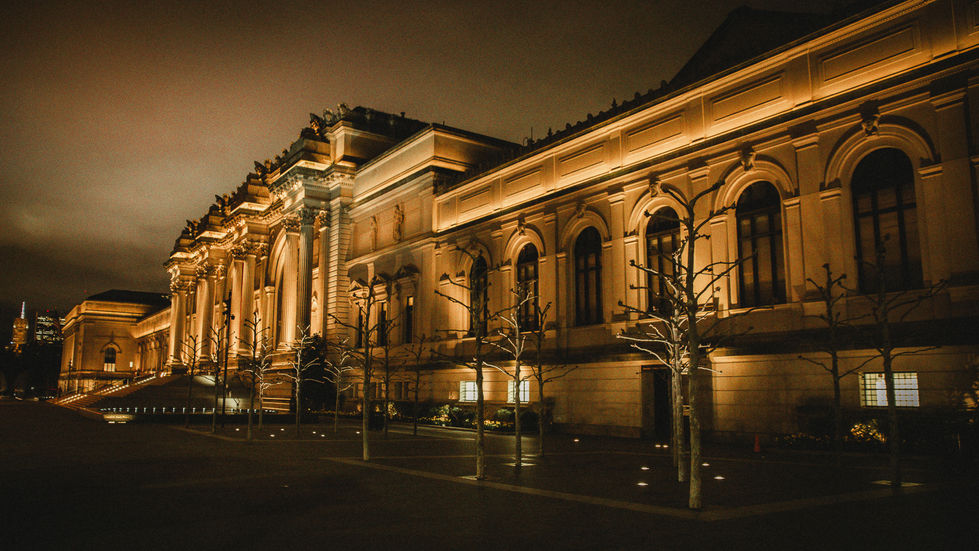 The Metropolitan Museum of Art lit up at night, New York