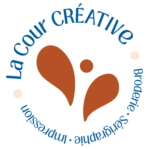Logo bleu et rouge de La Cour Créative