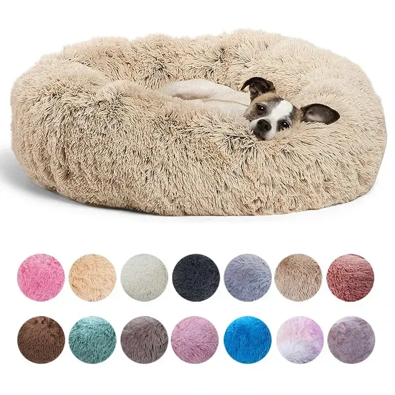 Cama Redonda para Cão/Gato 40-90 cm - 6 Tamanhos, Super Macia e Quentinha
