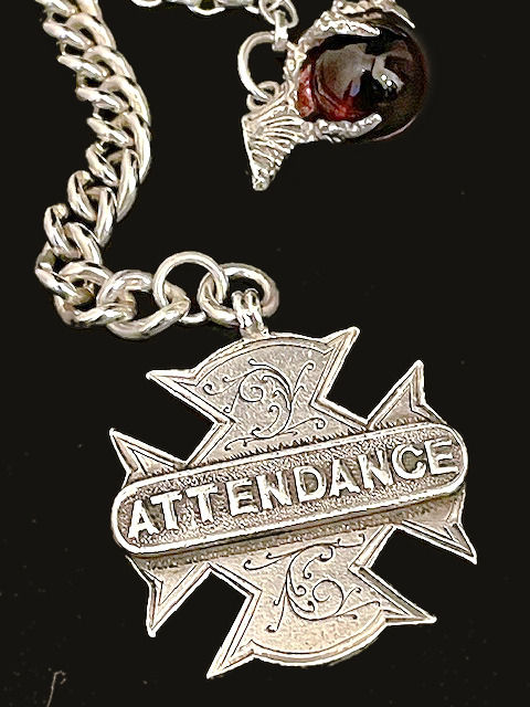 Thumbnail: Antique and Vintage Silver Element Fob, Snake, Claw Orb Charm Necklace