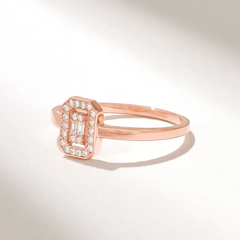 Thumbnail: Rose Gold Diamond Pave Engagement Ring For Women