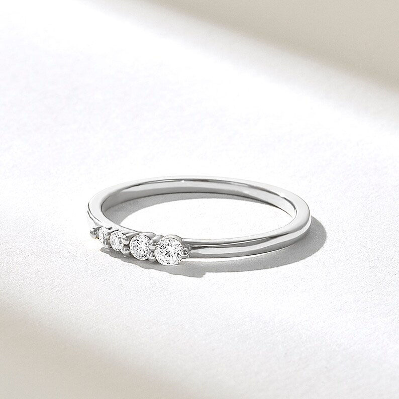 Thumbnail: White Gold Pave Composition Stacking Band