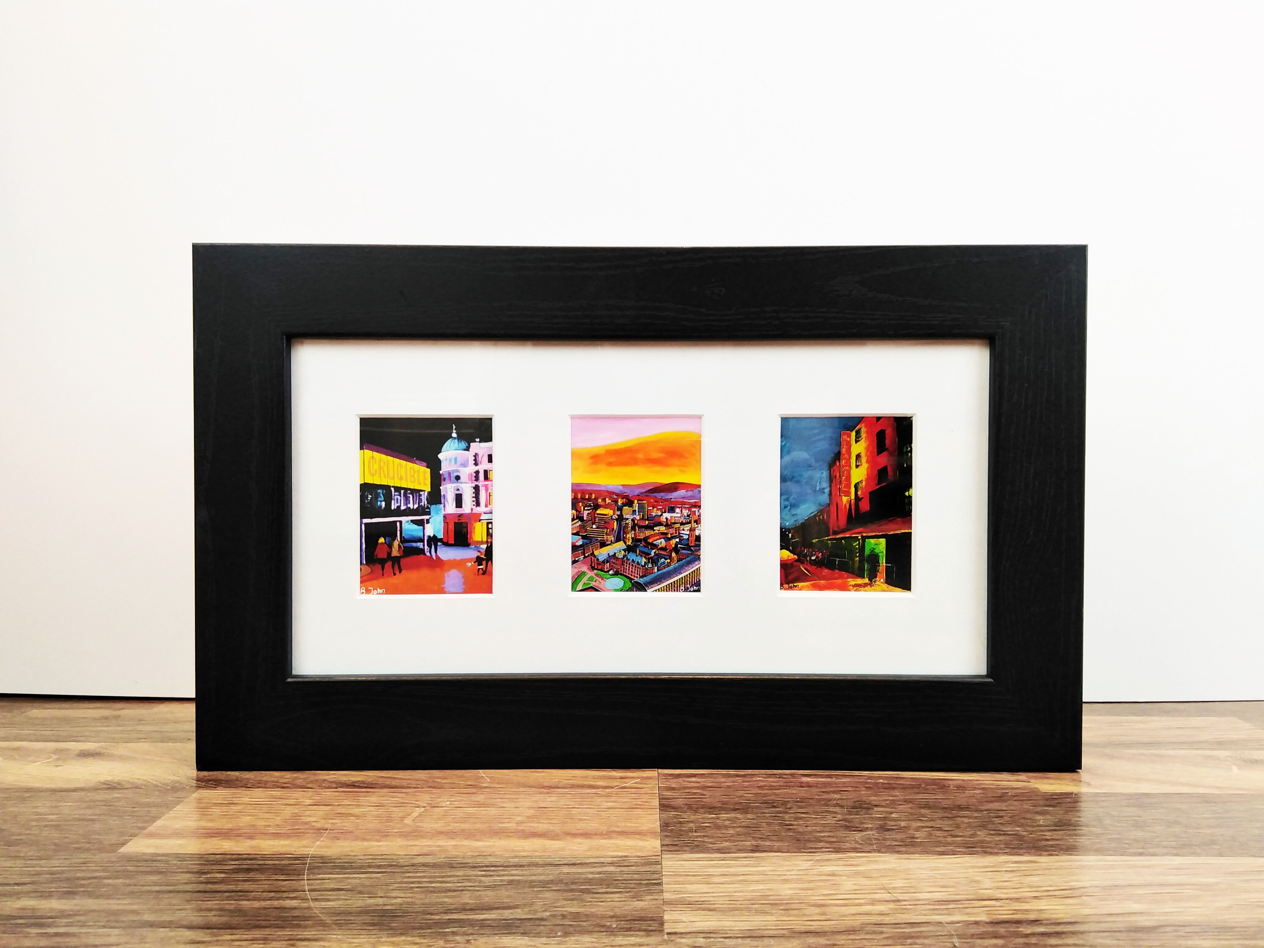 3 aperture 12x6" framed mini prints
