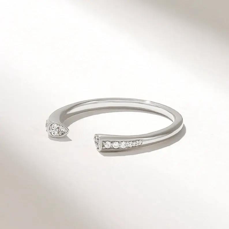 Thumbnail: 18K White Gold Diamond Cuff Ring
