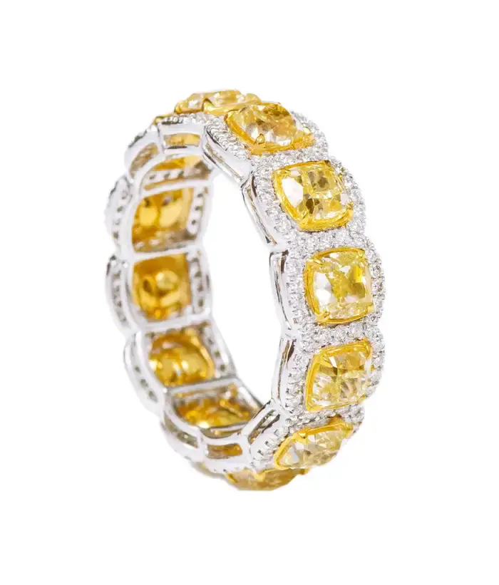 Thumbnail: 18K Solid Gold 6.84 Carat Yellow Diamond Full Eternity Band