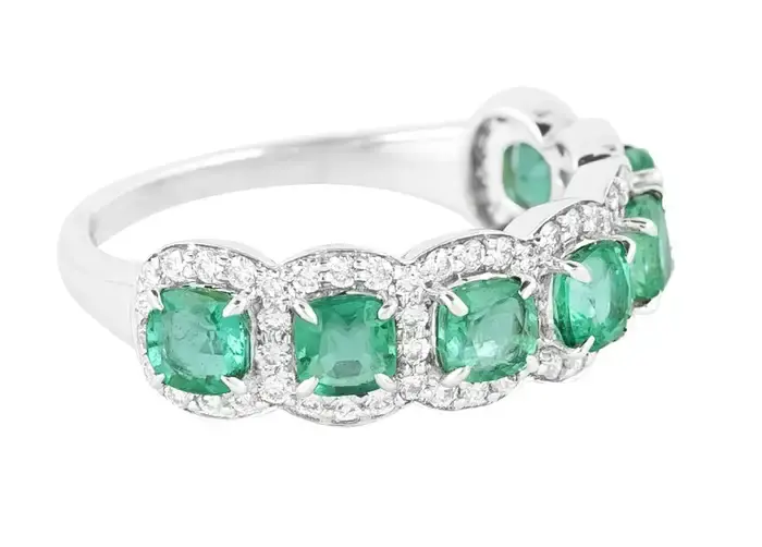 Emerald and Diamond Ring in 18K Solid Gold | Luxury Statement Ring