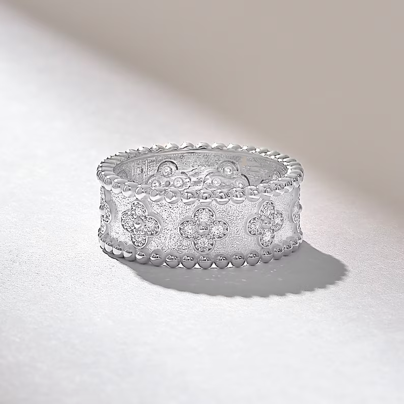 Thumbnail: White Gold Byzantine Cross Wedding Ring for women