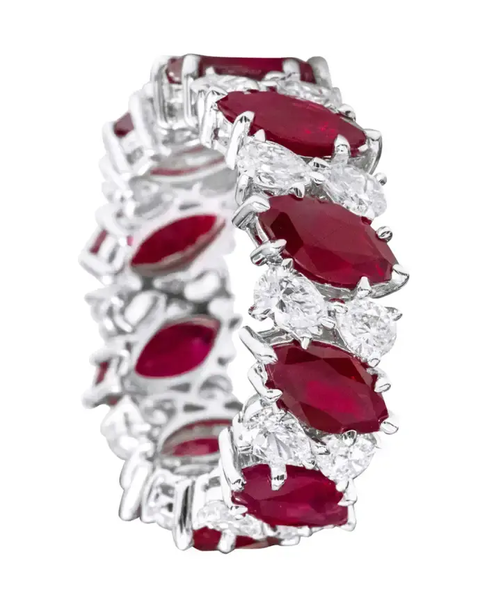 18K Solid Gold 9.50 CT Ruby and Diamond Eternity Band Ring