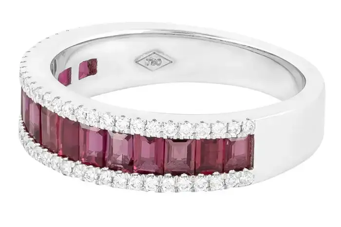 Thumbnail: 14K White Gold Diamond and Ruby Infinity Band Ring