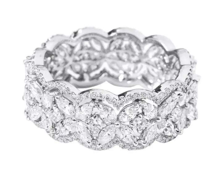 2.46 CT Diamond Eternity Engagement Ring in 18K Solid Gold