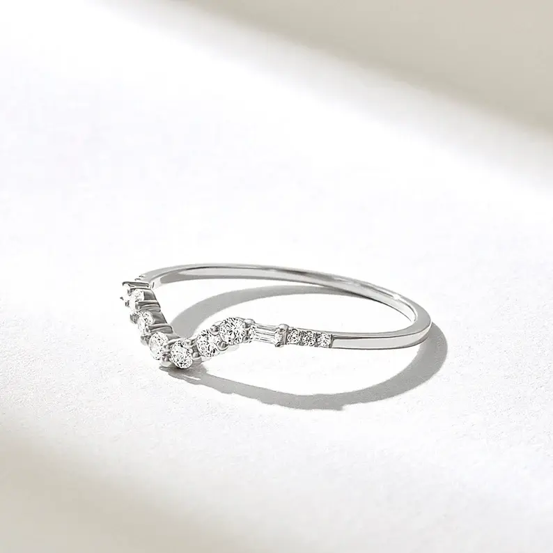 Thumbnail: 18K White Gold Diamond Curve Ring