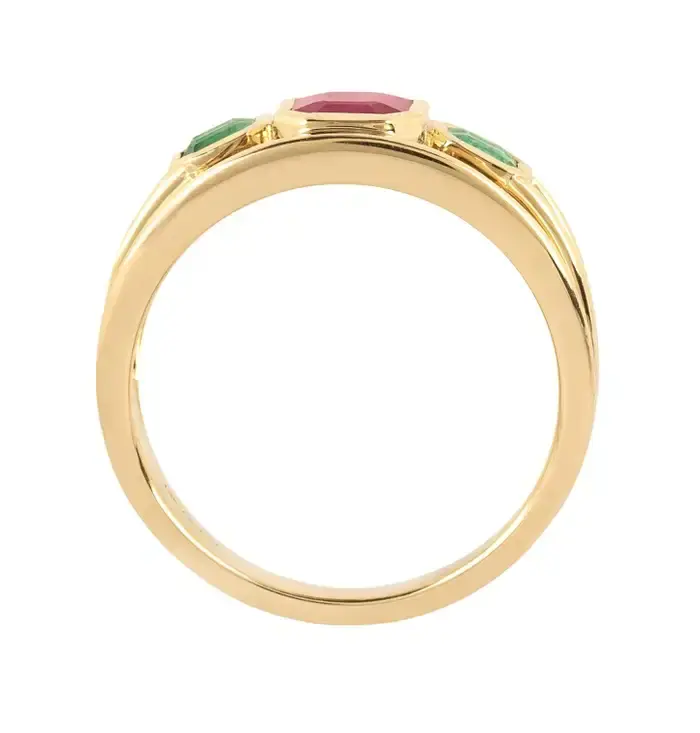 Thumbnail: 14K Rose Gold | Emerald and Ruby Ring