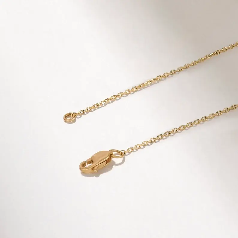 Thumbnail: 18K Solid Gold Moon & Stars Circle Charm Necklace