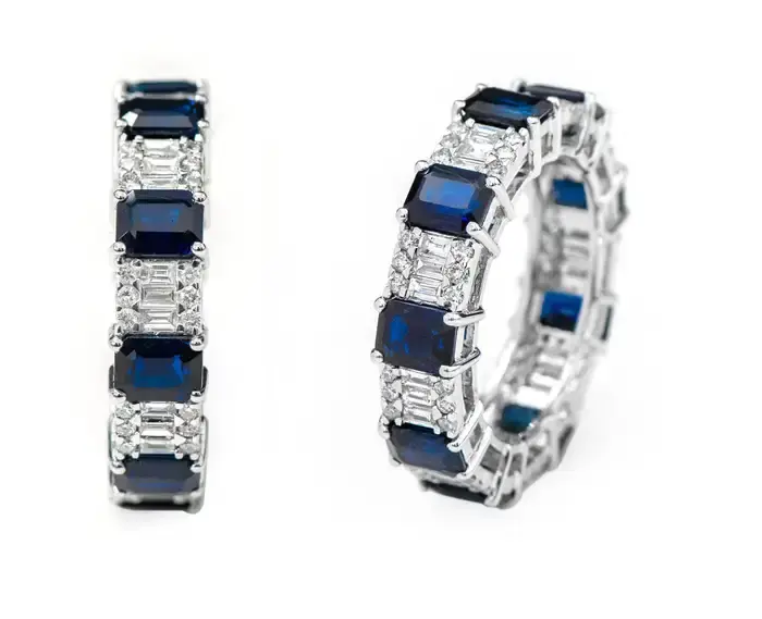 Thumbnail: 18K White Gold 5.26 Carat Emerald-Cut Diamond Eternity Band Ring