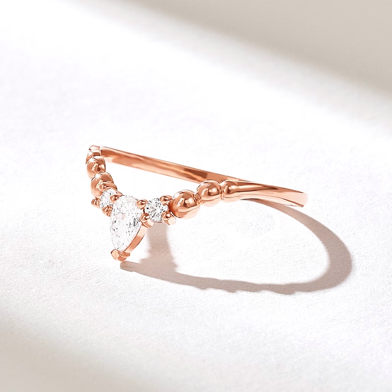 Rose Gold Wishbone Stacking Ring Women