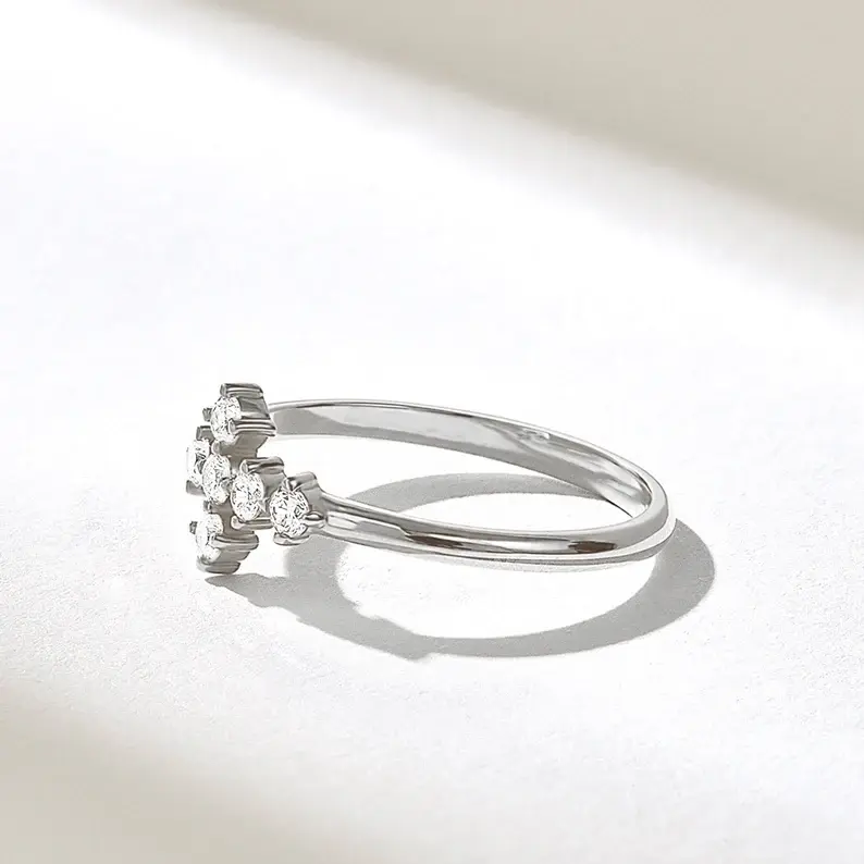 Thumbnail: 18K White Gold Pave Diamond Cross Ring