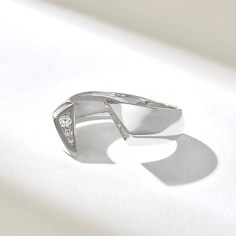 Thumbnail: 18K Solid Gold Diamond Chunky Twist Open Ring