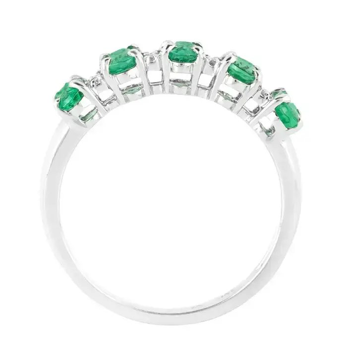 Thumbnail: Natural Diamond & Emerald Cluster Ring | 18K Solid Gold 1.13 Carat Statement Ring