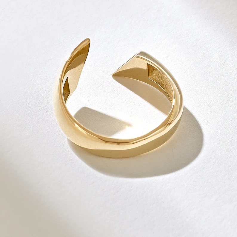Thumbnail: 18K Solid Gold Diamond Chunky Twist Open Ring