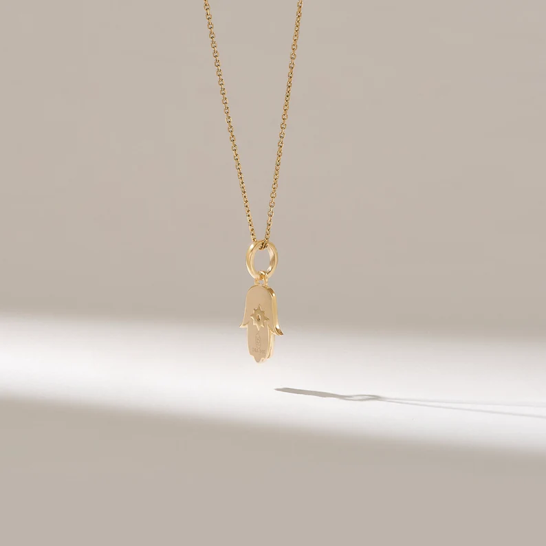 Thumbnail: 14k Gold Hamsa Hand Pendant