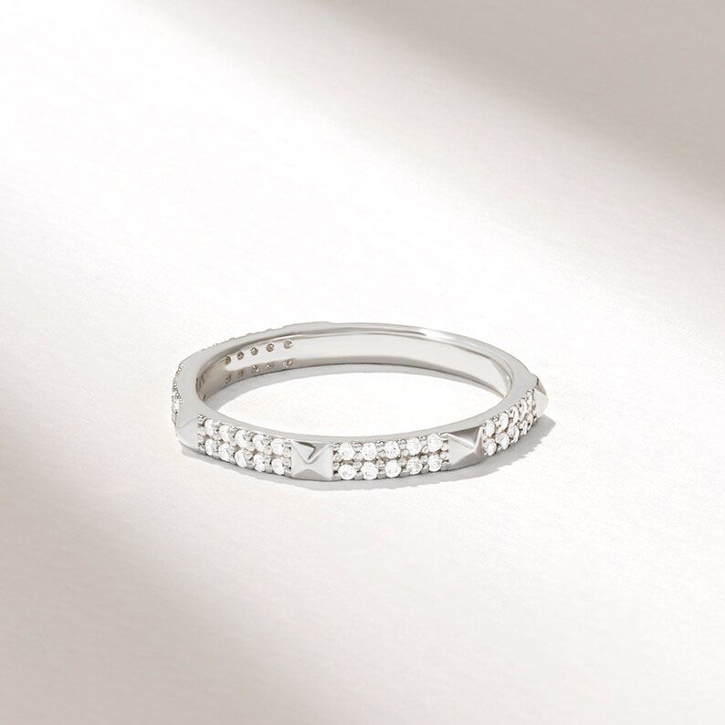 Thumbnail: 18K Solid White Gold Pave Diamond Spike