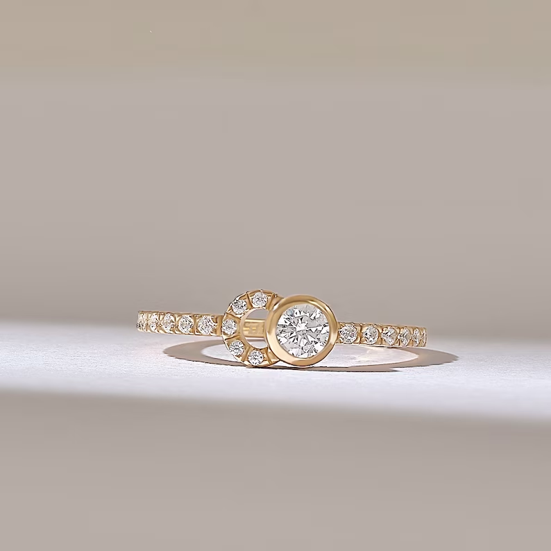 14K Gold Non-traditional Engagement Ring