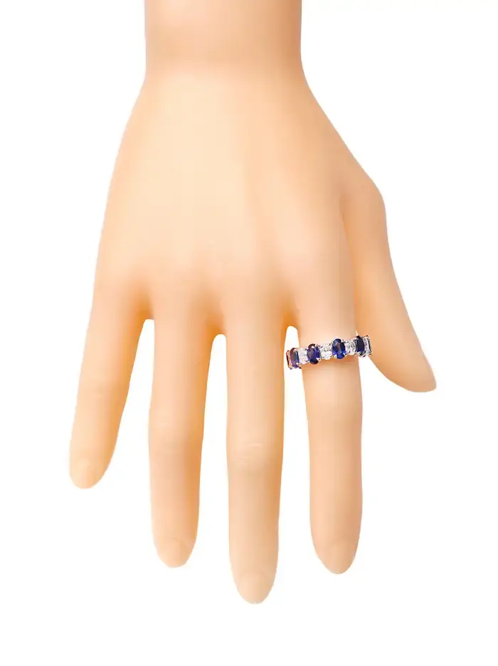 Thumbnail: 5.46 Carat Solitaire Sapphire and Diamond Eternity Band Ring